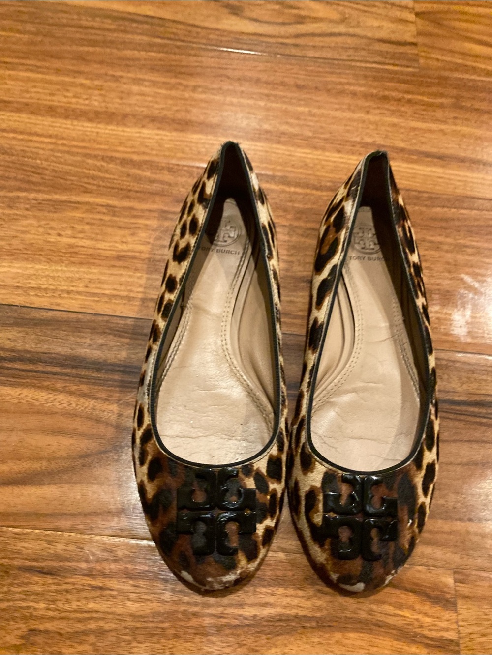 Tory Burch Leopard Print Reva Ballet Flats - Brown/Black size 7.5